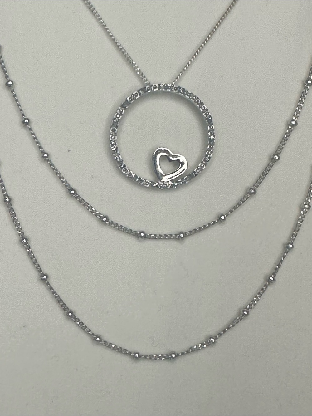 Vintage 925 Sterling Silver Layered Heart Necklace Two Vintage Pieces